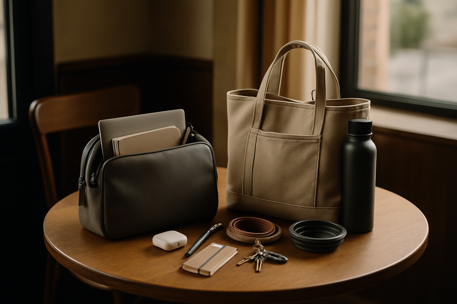 My lightweight two-bag setup for café work and long dog walks