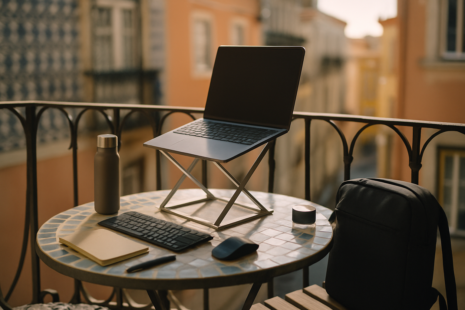 How I built a portable standing-work setup for outdoor writing days in Lisbon